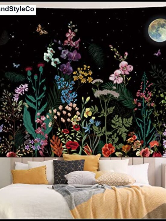 Other - Large Polyester Floral Moon Tapestry Wall Hanging for Bedroom